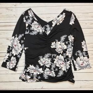 WHBM sexy floral v-neck top size L